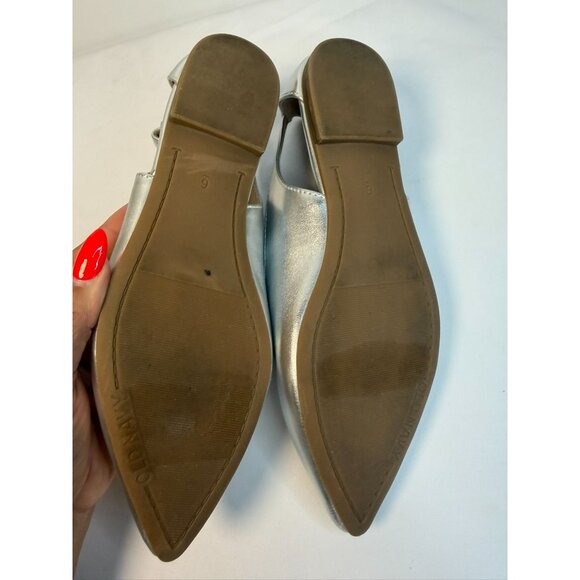 Old Navy Silver Metallic Slingback Womens Size 6 Cut-Out Flats Preppy Career - Picture 11 of 12